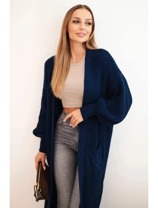 Dlouhý kardigan svetr světle námořnický modrý