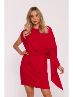 S423 Šaty s pláštěm - červené