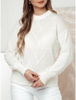 Dámský oversize svetr FEMWEAVE ecru FashionStreet MY2390