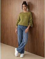 Dámský oversize svetr světle zelené barvy FashionStreet MY2595 Dámský oversize svetr světle zelené barvy FashionStreet MY2595