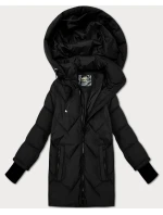 Černá prošívaná bunda pro přechodné období s odepínací kapucí Libland (LD-7749)