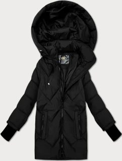 Černá prošívaná bunda pro přechodné období s odepínací kapucí Libland (LD-7749)