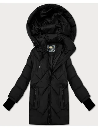 Černá prošívaná bunda pro přechodné období s odepínací kapucí Libland (LD-7749)