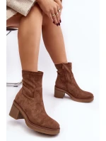 Dámské kotníčkové boty na podpatku hnědé Argastis