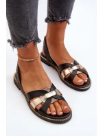 Dámské černé kožené sandály Zazoo 40382