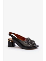 Kožené sandály s ozdobou Laura Messi 2719 Black