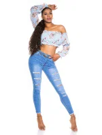 Dámský sexy volánkový top Carmen T80149 Růžová s květinovým vzorem - Style fashion Dámský sexy volánkový top Carmen T80149 Růžová s květinovým vzorem - Style fashion