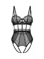 Dámské svůdné body otevřené Hersis Crotchless Teddy černé - Obsessive Dámské svůdné body otevřené Hersis Crotchless Teddy černé - Obsessive