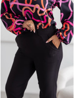 Černé elegantní dámské kalhoty plus size (728)