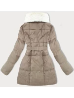 Světle béžová dámská bunda obšitá kožešinou se stojáčkem J Style (16M9165-62)