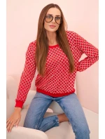 Dámská mikina s potiskem a kulatým výstřihem červený Dámská mikina s potiskem a kulatým výstřihem červený