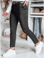 Dámské kalhoty slim fit s páskem LINESKA khaki FashionStreet UY2576