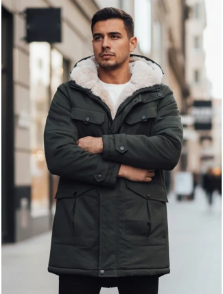 Pánská zimní bunda parka s kapucí zelená FashionStreet TX4961z