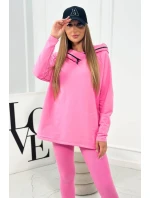Bavlněná mikina s kapucí + legíny růžový Bavlněná mikina s kapucí + legíny růžový