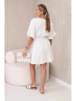 Mušelínové šaty s pasem světle béžová