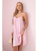 Viskózové šaty na ramínka světle růžová