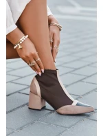 Dámské kotníkové boty na masivním podpatku na zip hnědé Delvane