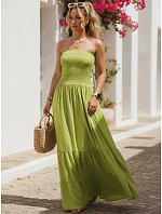 Dámské maxi šaty bez ramínek v limetkové barvě FashionStreet EY2666 Dámské maxi šaty bez ramínek v limetkové barvě FashionStreet EY2666
