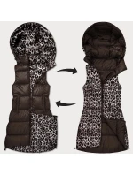 Hrubší oboustranná vesta v čokoládové barvě s panteřím vzorem a s odepínací kapucí (T5-2602#-103) Hrubší oboustranná vesta v čokoládové barvě s panteřím vzorem a s odepínací kapucí (T5-2602#-103)