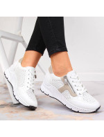 Rieker W N6304-80 bílé kožené boty na podpatku
