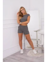 Bavlněná souprava s kraťasy grafitová