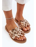 Zazoo 40381 Dámské Kožené Žabky Na Ploché Podrážce Zlaté