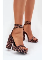 Dámské sandály na podpatku s páskem panterka Fevenne