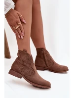 Dámské kotníkové boty na plochém podpatku S.Barski HY52-532 hnědé
