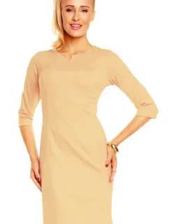Dámské značkové šaty LENTAL DANUTA s 3/4 rukávem středně dlouhé béžové - Béžová - Lental