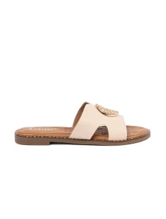 Výborné nazouváky dámské Jasnobeżowy na plochém podpatku