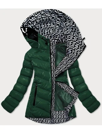 Zelená lesklá dámská bunda s ozdobnou podšívkou (xw810x) Zelená lesklá dámská bunda s ozdobnou podšívkou (xw810x)