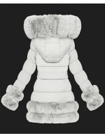 Světle béžová elegantní bunda pro přechodné období s kožešinou S'West (B8526-26) Světle béžová elegantní bunda pro přechodné období s kožešinou S'West (B8526-26)