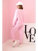 Komplet teplákové + kalhoty máslová látka bonbónově růžová