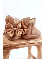 Dívčí teplé sněhule s mašlemi Béžove Meriva