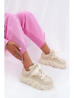 Dámské Kožené Tenisky Na Masivní Platformě GOE RR2N4043 Béžové