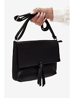 Kabelka typu Clutch s třásněmi imitace kůže Černá Sigrid