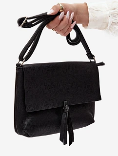 Kabelka typu Clutch s třásněmi imitace kůže Černá Sigrid