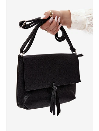 Kabelka typu Clutch s třásněmi imitace kůže Černá Sigrid