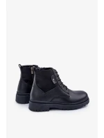 Kožené Zateplené Kotníkové Boty Pánské Big Star OO174166 Černé