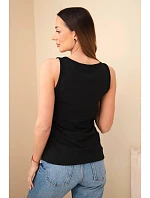 Dámská žebrovaná halenka na ramínkách s knoflíkem černá