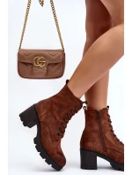 Dámské šněrovací kozačky na vysokém podpatku hnědé Lunielle Dámské šněrovací kozačky na vysokém podpatku hnědé Lunielle