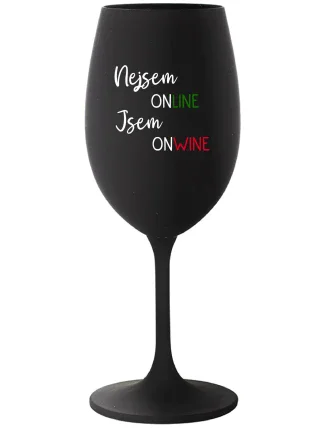 NEJSEM ONLINE JSEM ONWINE - černá sklenice na víno 350 ml
