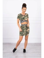 Souprava halenky se sukní moro khaki+béžová