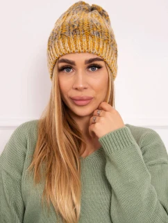 Fleecová čepice Melisa K241 hořčicová+šedá