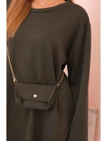 Dámská viskózová sukýnka Plus Size s kabelkou na řetízku khaki