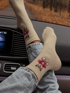 Dámské Ponožky Medvěd v Svetru Béžové