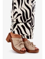 Dámské Pantofle Na Podpatku Z Eko Kůže Béžové Kikilla Dámské Pantofle Na Podpatku Z Eko Kůže Béžové Kikilla