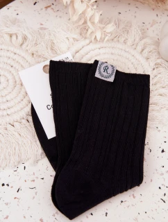 Bavlněné ponožky pruhované dámské černé