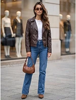 Dámská bunda ve stylu Ramones z ekokůže, tmavě hnědá, FashionStreet TY5729 Dámská bunda ve stylu Ramones z ekokůže, tmavě hnědá, FashionStreet TY5729