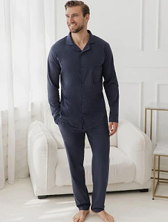 Pyžamo Taro 3666 Arturo, dlouhé rukávy, velikosti 3XL–4XL, Z26, rozepínací